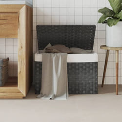 Vidaxl - Panier à linge avec couvercle gris 55,5x35x34 cm résine tressée