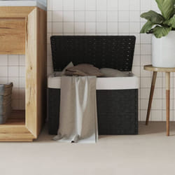 Vidaxl - Panier à linge avec couvercle noir 55,5x35x34 cm résine tressée