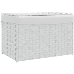 Panier à linge avec couvercle blanc 55,5x35x34cm résine tressée vidaXL