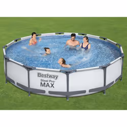 Cet ensemble de piscine Steel Pro MAX de la marque Bestway offre une solution très pratique pour nager dans le jardin en été. ...