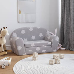 Vidaxl - Canapé-lit enfant 2 places gris clair étoiles peluche douce