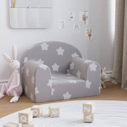 Canapé pour enfants gris clair avec étoiles peluche douce