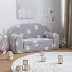 Vidaxl - Canapé-lit enfant 2 places gris clair étoiles peluche douce