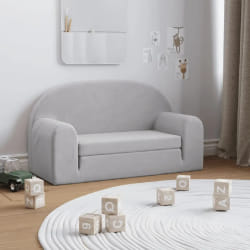 vidaXL Canapé-lit enfants gris clair peluche