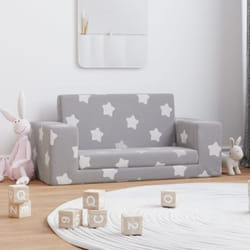 Canapé-lit enfant 2 places gris clair étoiles peluche douce Vidaxl