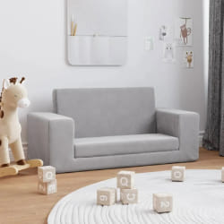 vidaXL Canapé-lit enfants 2 places Gris Clair