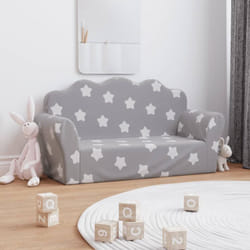Vidaxl - Canapé enfants 2 places gris clair avec étoiles peluche douce