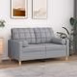 vidaXL Canapé 2 places avec oreillers gris clair 120 cm tissu