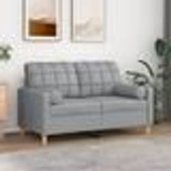 vidaXL Canapé 2 places avec oreillers gris clair 120 cm tissu