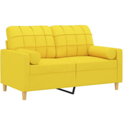 vidaXL Canapé 2 places avec oreillers jaune clair 120 cm tissu