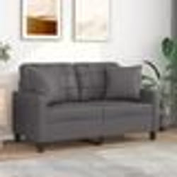 vidaXL Canapé 2 places avec oreillers gris 120 cm similicuir