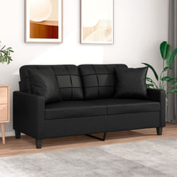 Canapé 2 places avec oreillers décoratifs noir 140cm similicuir Vidaxl