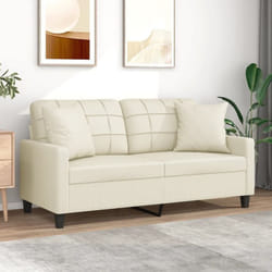 Vidaxl - Canapé 2 places avec oreillers crème 140 cm similicuir