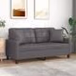 vidaXL Canapé 2 places avec oreillers décoratifs gris 140cm similicuir