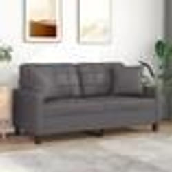 vidaXL Canapé 2 places avec oreillers décoratifs gris 140cm similicuir