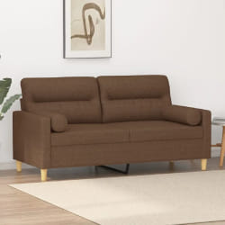 vidaXL Canapé 2 places avec oreillers décoratifs marron 140 cm tissu