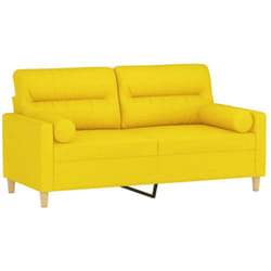 Canapé 2 places avec oreillers jaune clair 140 cm tissu vidaXL