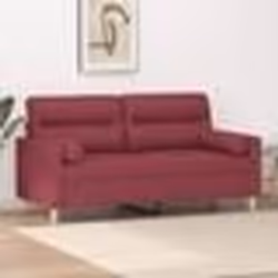 vidaXL Canapé 2 places avec oreillers bordeaux 140 cm tissu