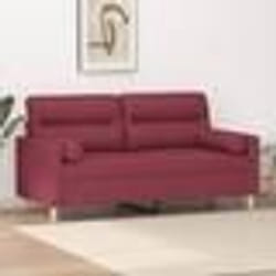 vidaXL Canapé 2 places avec oreillers bordeaux 140 cm tissu
