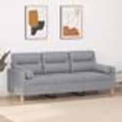 vidaXL Canapé 3 places avec oreillers gris clair 180 cm tissu