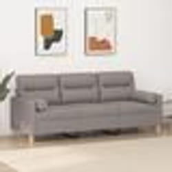 vidaXL Canapé 3 places avec oreillers décoratifs taupe 180 cm tissu
