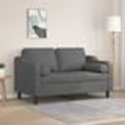 vidaXL Canapé 2 places avec oreillers gris foncé 120 cm tissu