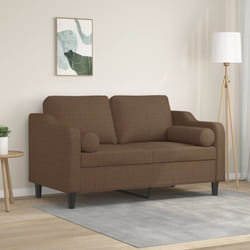 Vidaxl - Canapé 2 places avec oreillers décoratifs marron 120 cm tissu