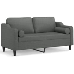 Canapé 2 places avec oreillers gris foncé 140 cm tissu
