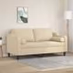 vidaXL Canapé 2 places avec oreillers décoratifs crème 140 cm tissu