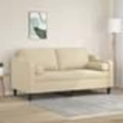 vidaXL Canapé 2 places avec oreillers décoratifs crème 140 cm tissu