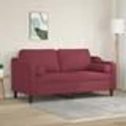 vidaXL Canapé 2 places avec oreillers bordeaux 140 cm tissu