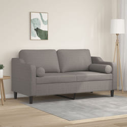 Canapé 2 places avec oreillers décoratifs taupe 140 cm tissu Vidaxl