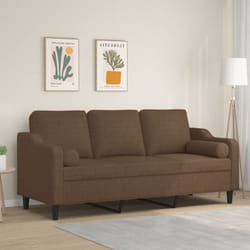 Vidaxl - Canapé 3 places avec oreillers décoratifs marron 180 cm tissu