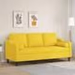 vidaXL Canapé 3 places avec oreillers jaune clair 180 cm tissu