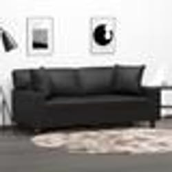 vidaXL Canapé 2 places avec oreillers décoratifs noir 140cm similicuir