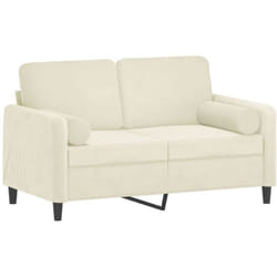 Vidaxl Canapé 2 Places Avec Oreillers Décoratifs Crème 120 Cm Velours