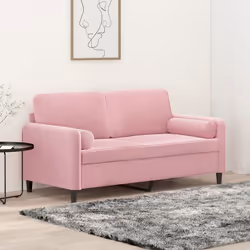 vidaXL Canapé 2 places avec oreillers décoratifs rose 140 cm velours 3200884