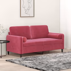 vidaXL Canapé 2 places avec oreillers bordeaux 140 cm velours