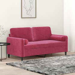 vidaXL Canapé 2 places avec oreillers bordeaux 140 cm velours