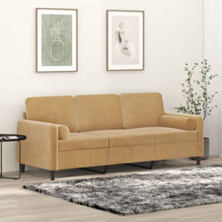 Vidaxl - Canapé 3 places avec oreillers décoratifs marron 180 cm velours