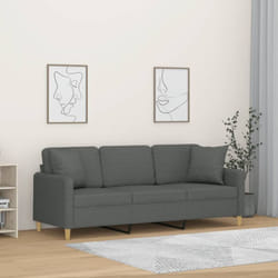 Vidaxl - Canapé 3 places avec oreillers gris foncé 180 cm tissu