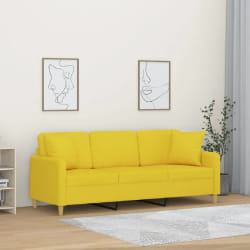 vidaXL Canapé 3 Places Jaune Clair