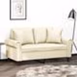 vidaXL Canapé 2 places avec oreillers crème 120 cm similicuir