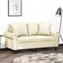 vidaXL Canapé 2 places avec oreillers crème 120 cm similicuir