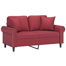 vidaXL Canapé 2 places avec oreillers bordeaux 120 cm similicuir