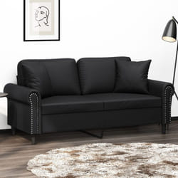 Vidaxl - Canapé 2 places avec oreillers décoratifs noir 140cm similicuir