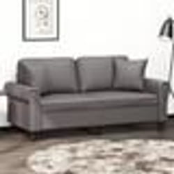 vidaXL Canapé 2 places avec oreillers décoratifs gris 140cm similicuir