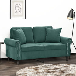 Vidaxl - Canapé 2 places avec oreillers vert foncé 120 cm velours