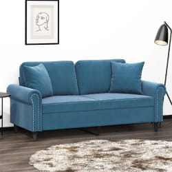 VidaXL Canapé 2 places avec coussins décoratifs bleu