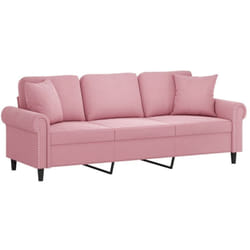 Canapé 3 places avec oreillers décoratifs rose 180 cm velours Vidaxl
